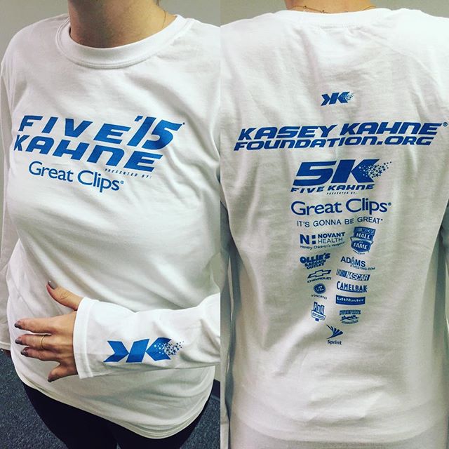 Register for the @kaseykahne foundation 5k this weekend.  They are committed to  raising awareness and funds for charities supporting chronically ill children and their families.  Not to mention you'll get one of these sweet tees by the @dunstangroup. #dunstangroup #screenprint #tshirt #charlotte #charlottenc #charityevent #FiveKahne #kaseykahnefoundation