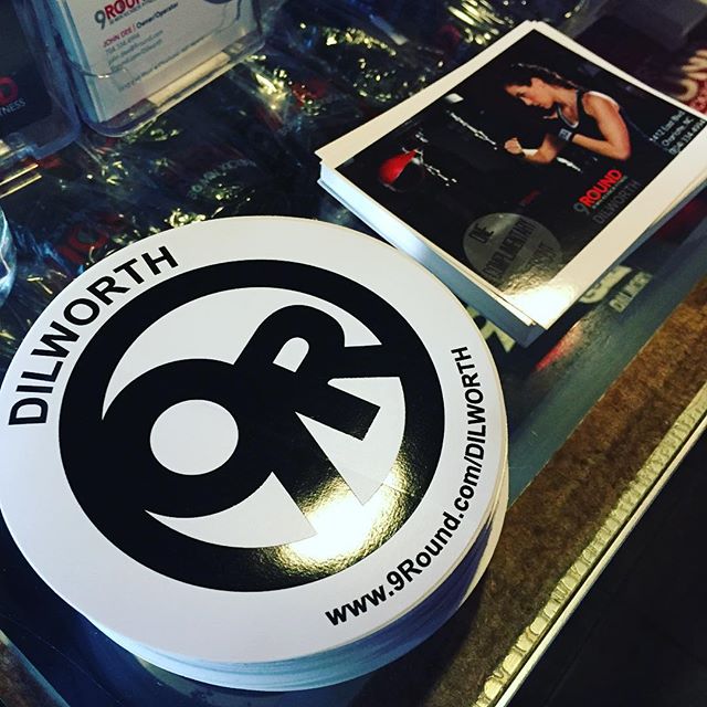 These @9rounddilworth stickers will certainly get them noticed around #dilworth and beyond... Stickers continue to be a popular and effective part of any advertising campaign.  Great for the wallet as well!  #dunstangroup #9rounddilworth #bumpersticker #charlotte #nc