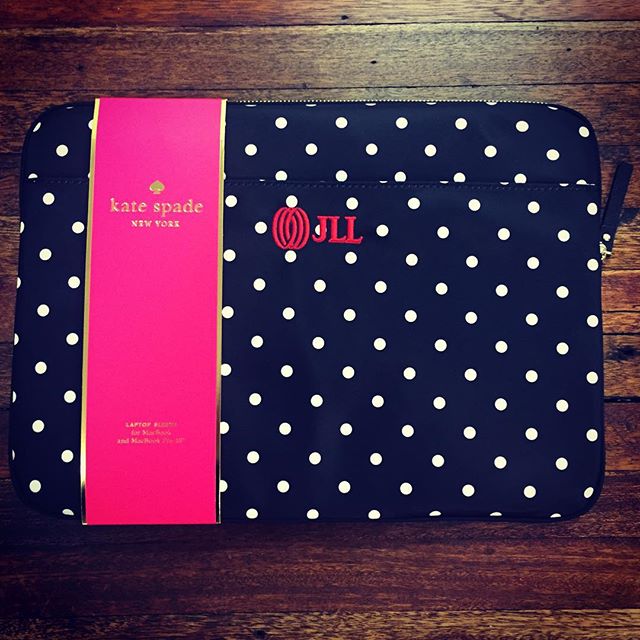 Creative holiday gifting for the ladies in the office.  #laptopsleeve #customeverything #katespade #dunstangroup #jll #christmasgift