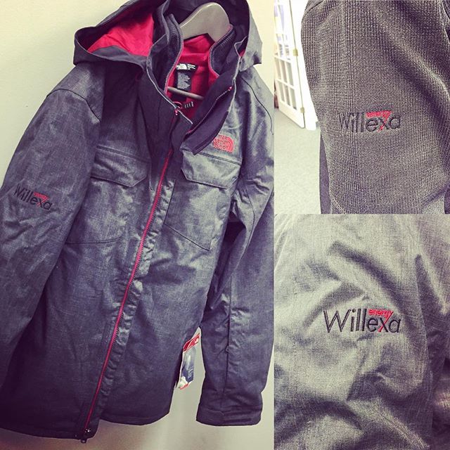 North Face 3-in-1 embroidered jackets for #willexaenergy just in time for the winter armageddon.  #northface #badassjacket #embroidery #dunstangroup