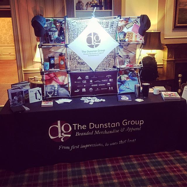 Having some fun this a.m.! Need assistance with your next display?  This option is one of many creative ways to add height to your table and super easy for one person to manage setting up.  #dunstangroup #getnoticed #branding